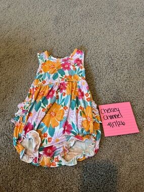 Little Sleepies Floral Baby Bubble Romper - Orange & Pink Flowers